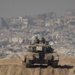 Soldats israéliens dans un tank. 19 janvier 2024.