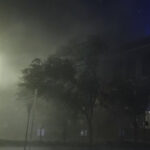 Une rue du centre-ville de Tampa, en Floride, pendant l'ouragan Milton, le 9 octobre 2024. Rebecca Blackwell / AP